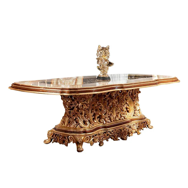 European solid wood hand-carved table long French court luxury art dining chair restaurant furniture customization