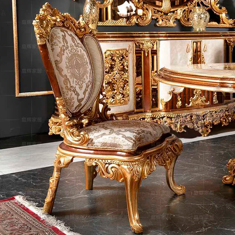 European solid wood hand-carved table long French court luxury art dining chair restaurant furniture customization