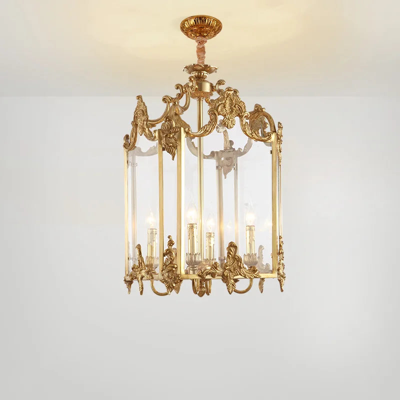 European-style all-copper chandeliers villa living room dining room lights neoclassical luxury aisle corridor entry porch lights