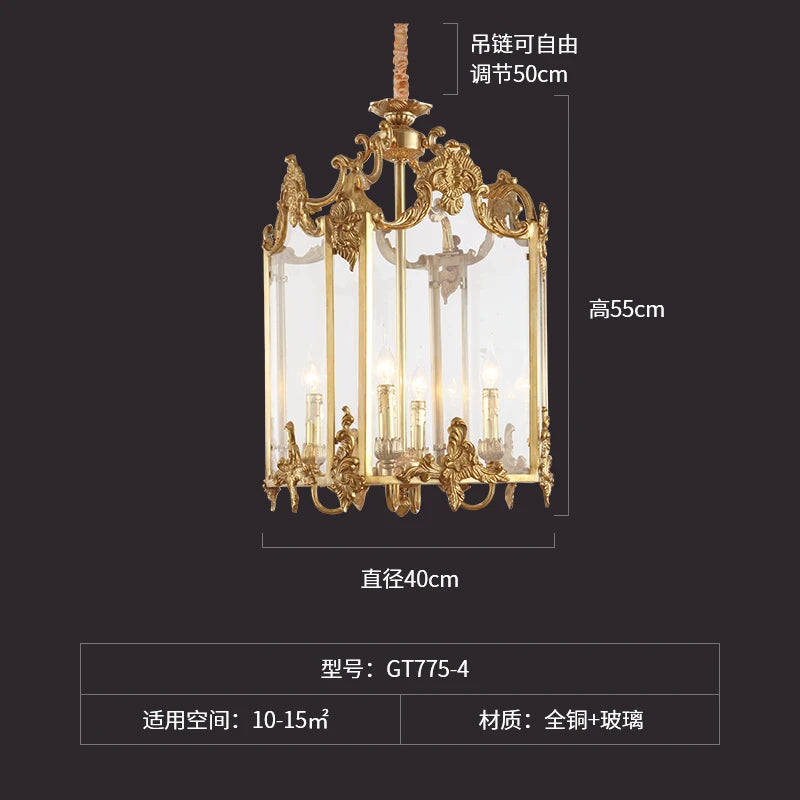 European-style all-copper chandeliers villa living room dining room lights neoclassical luxury aisle corridor entry porch lights