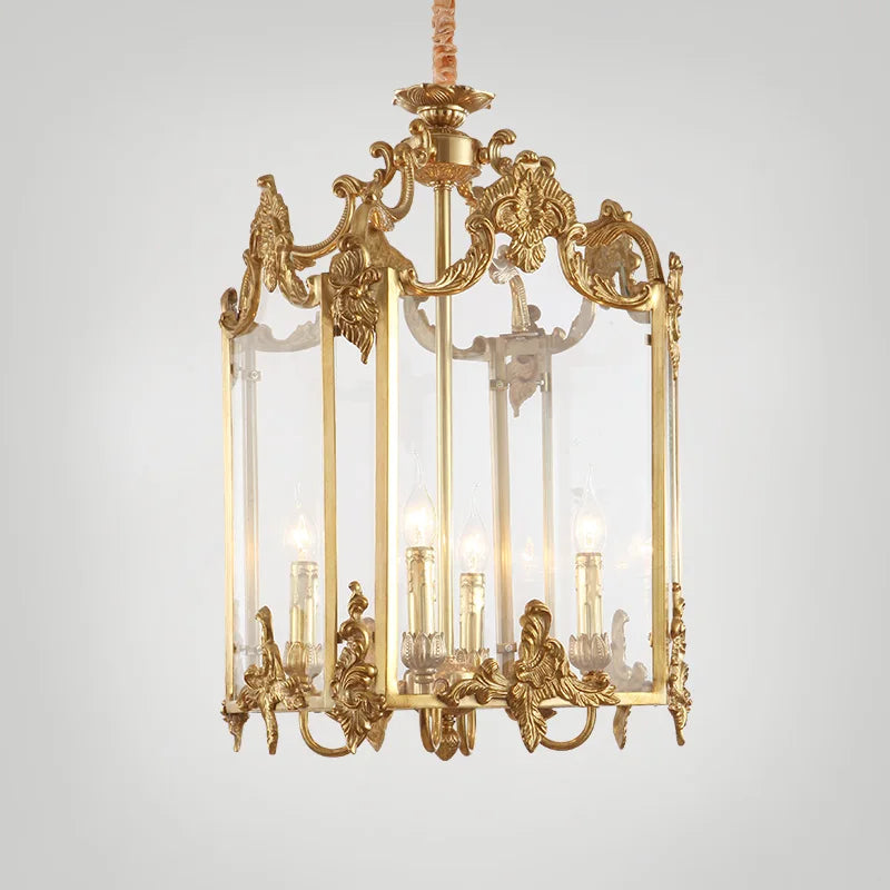 European-style all-copper chandeliers villa living room dining room lights neoclassical luxury aisle corridor entry porch lights