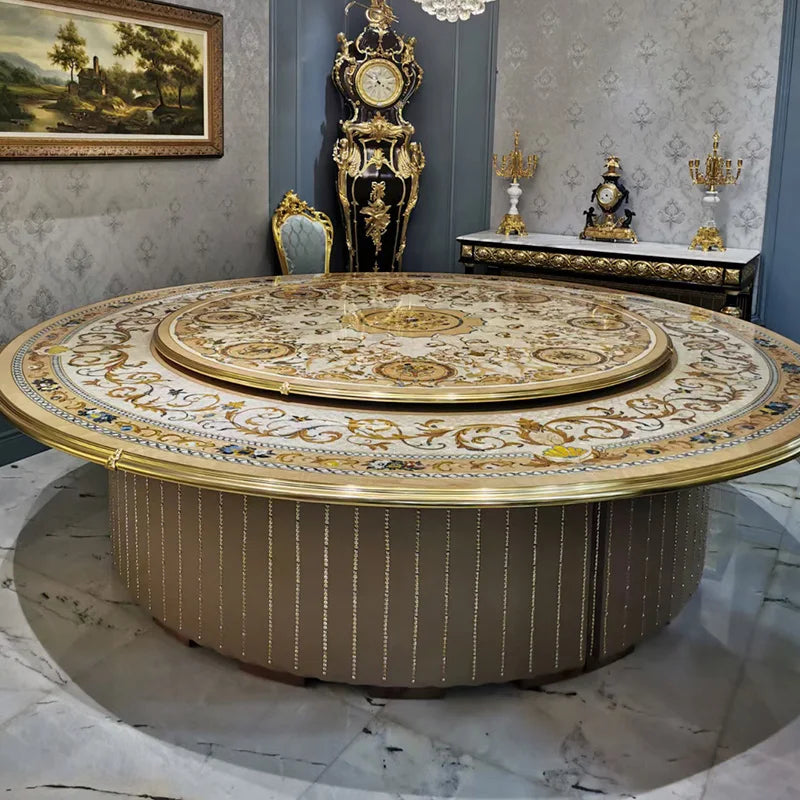 European style dining table and chair combination French luxury villa solid wood restaurant furniture customization