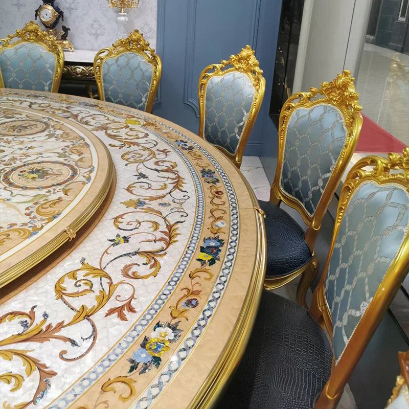 European style dining table and chair combination French luxury villa solid wood restaurant furniture customization