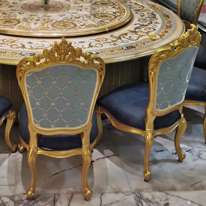 European style dining table and chair combination French luxury villa solid wood restaurant furniture customization