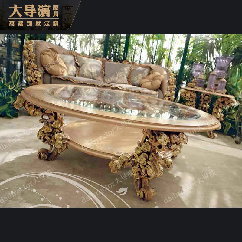 European-style fabric sofa 123 combination French palace solid wood rose carved luxury villa living room custom furniture