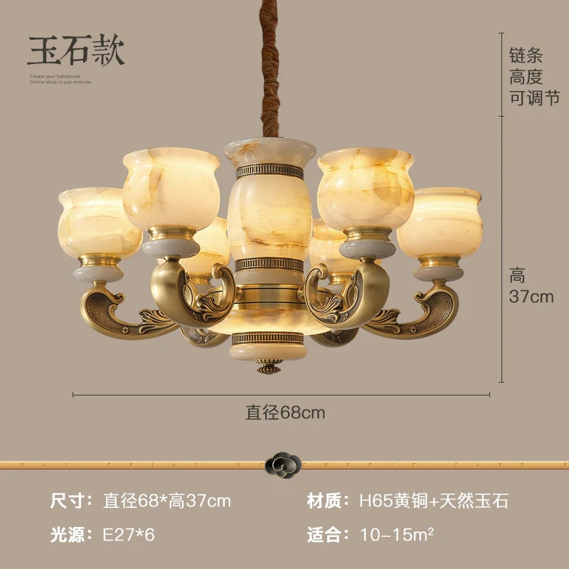 European style living room chandelier simple European style atmospheric luxury jade light luxury villa duplex floor lamp