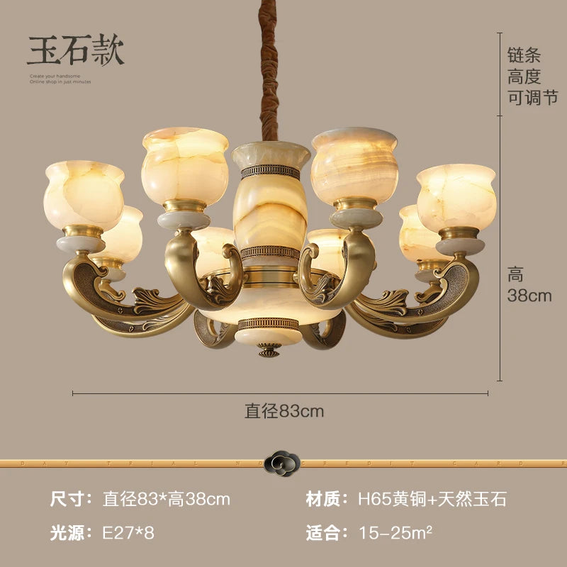 European style living room chandelier simple European style atmospheric luxury jade light luxury villa duplex floor lamp