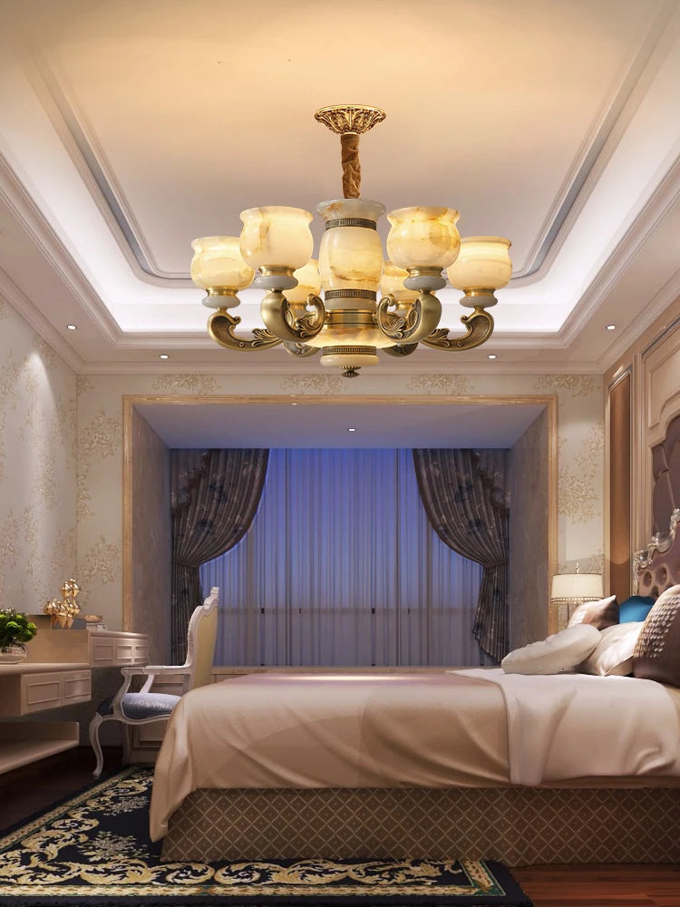 European style living room chandelier simple European style atmospheric luxury jade light luxury villa duplex floor lamp