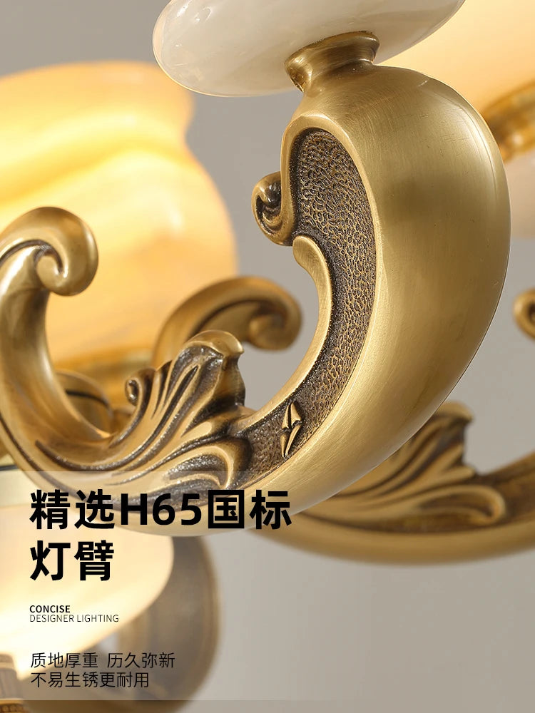 European style living room chandelier simple European style atmospheric luxury jade light luxury villa duplex floor lamp