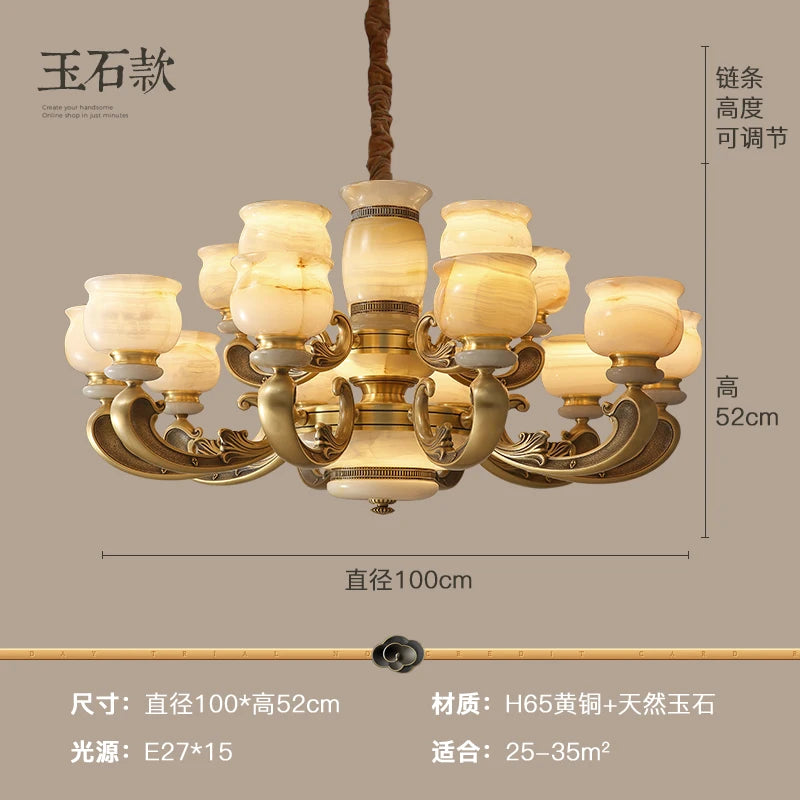 European style living room chandelier simple European style atmospheric luxury jade light luxury villa duplex floor lamp