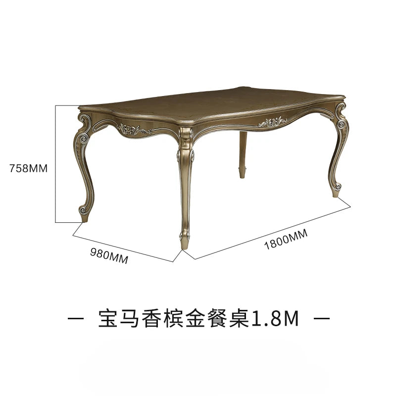 European style luxury solid wood villa dining table chairs, living room carved dining chairs
