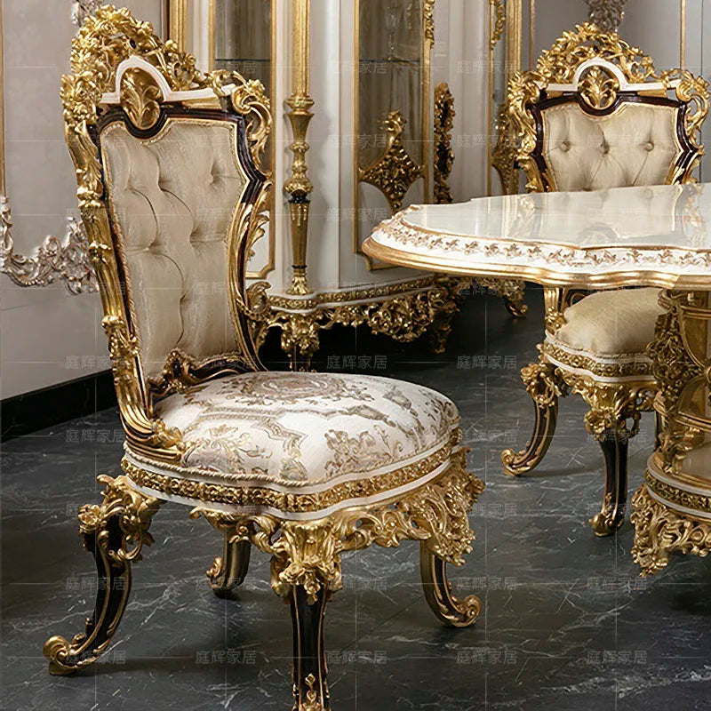 European-style palace solid wood carving dining table and chair combination French large-family villa luxury restaurant furnitur