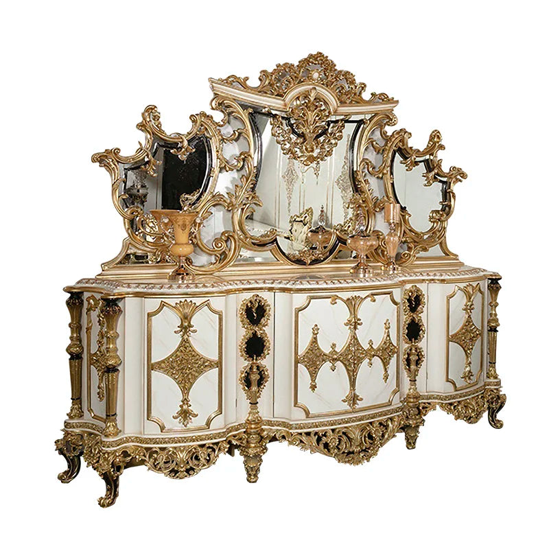 European-style palace solid wood carving dining table and chair combination French large-family villa luxury restaurant furnitur