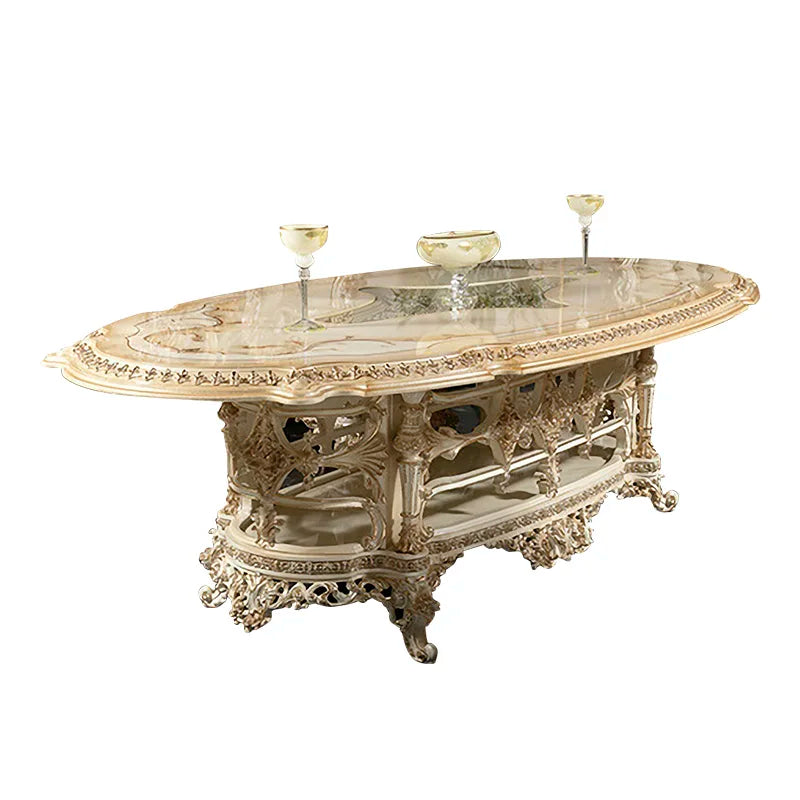 European-style palace solid wood carving dining table and chair combination French large-family villa luxury restaurant furnitur