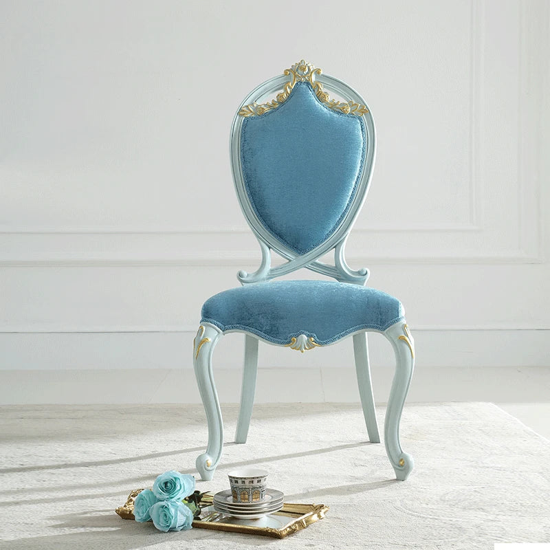 European-style small-sized dining table and chair carved back chair made of solid wood fabric