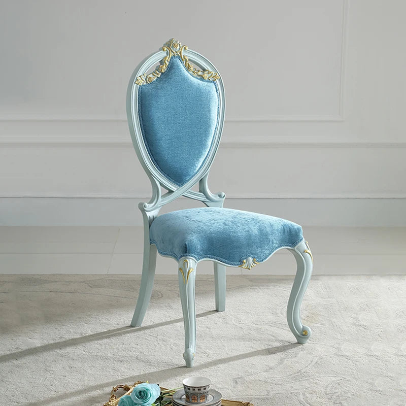 European-style small-sized dining table and chair carved back chair made of solid wood fabric