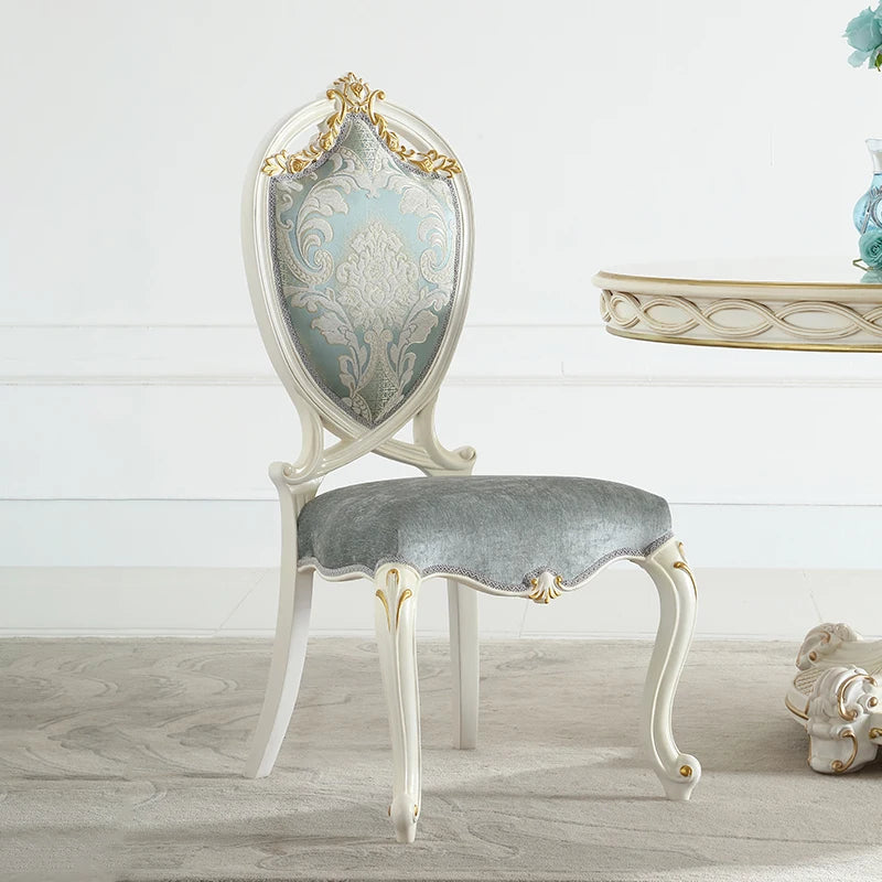 European-style small-sized dining table and chair carved back chair made of solid wood fabric