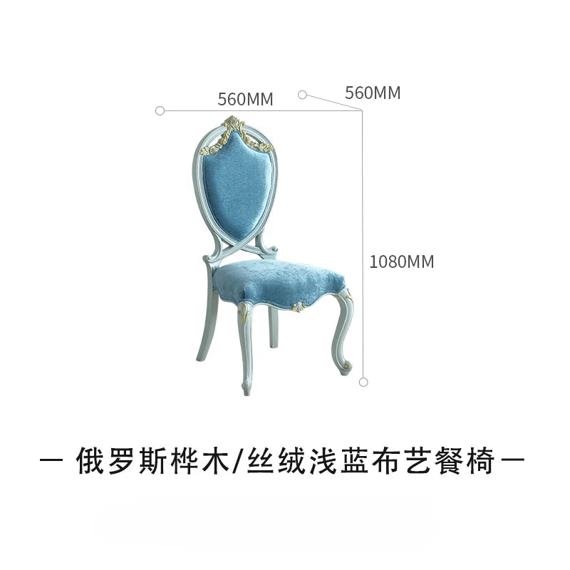 European-style small-sized dining table and chair carved back chair made of solid wood fabric