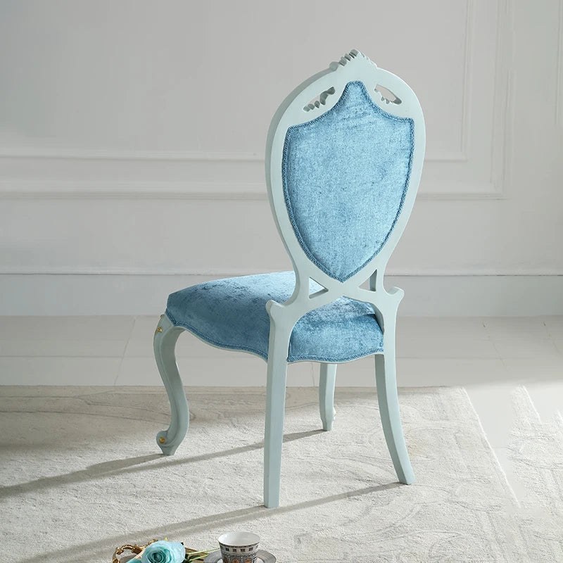 European-style small-sized dining table and chair carved back chair made of solid wood fabric