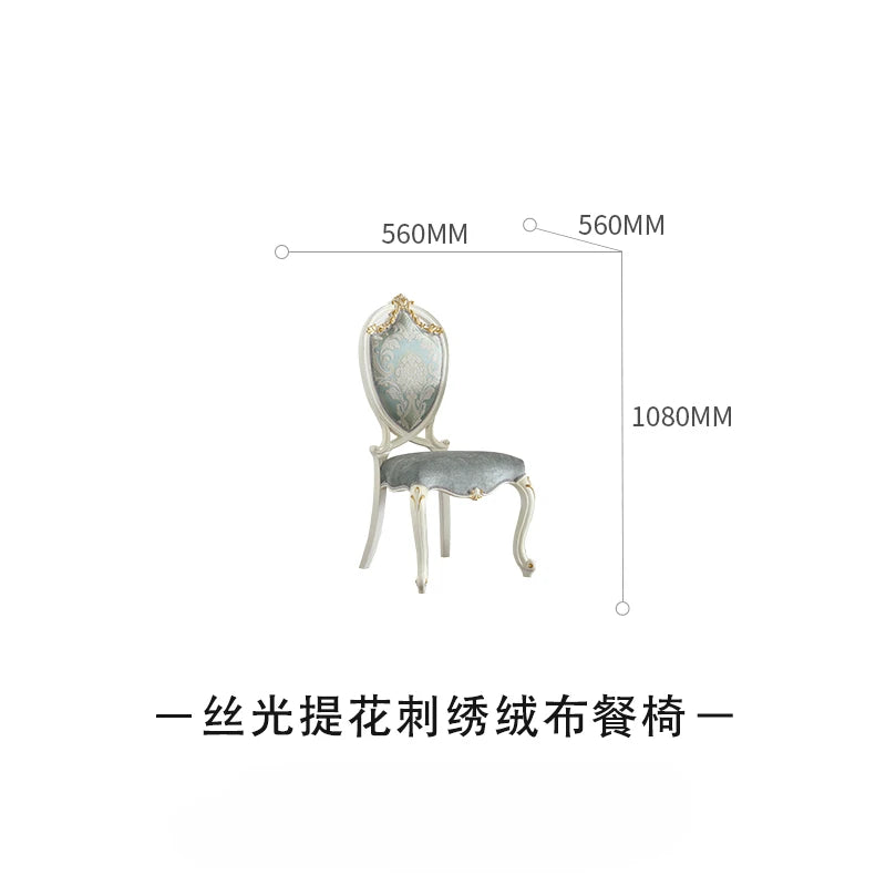 European-style small-sized dining table and chair carved back chair made of solid wood fabric