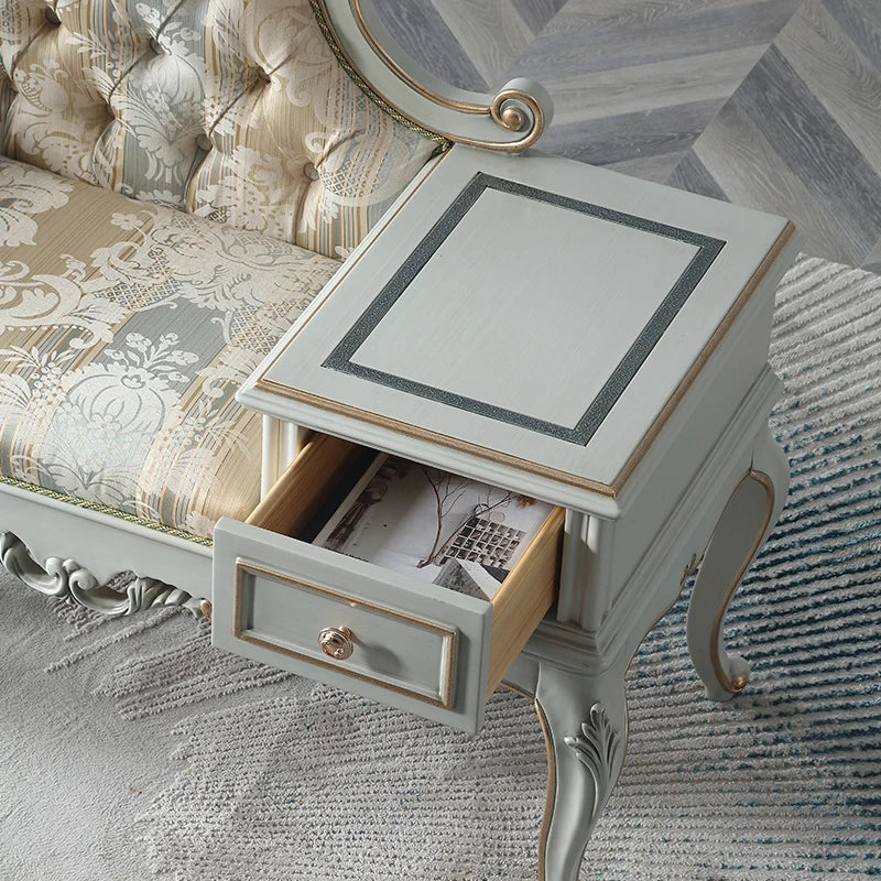 European style solid wood imperial concubine chair, master bedroom, carved lazy person, collapsed fabric, beautiful woman's bed