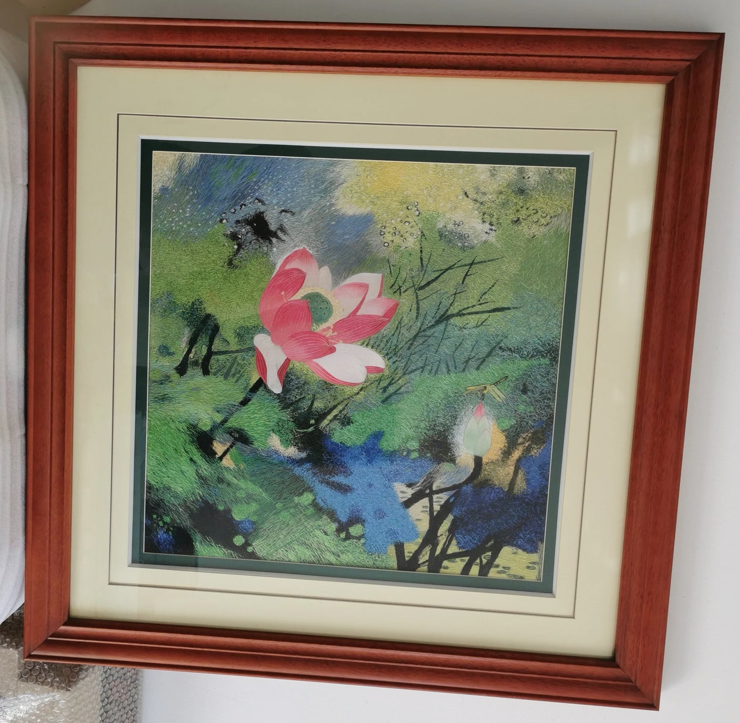 Exquisite Chinese silk embroidery art painting lotus wall decor Suzhou Embroidery