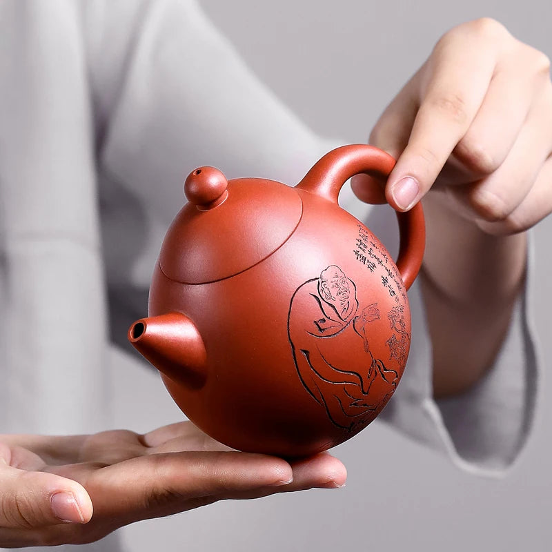 |Famous senior craft teapot feng wei zhu mud dahongpao recommended handmade pot home outfit dragon eggs