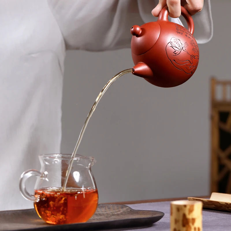|Famous senior craft teapot feng wei zhu mud dahongpao recommended handmade pot home outfit dragon eggs