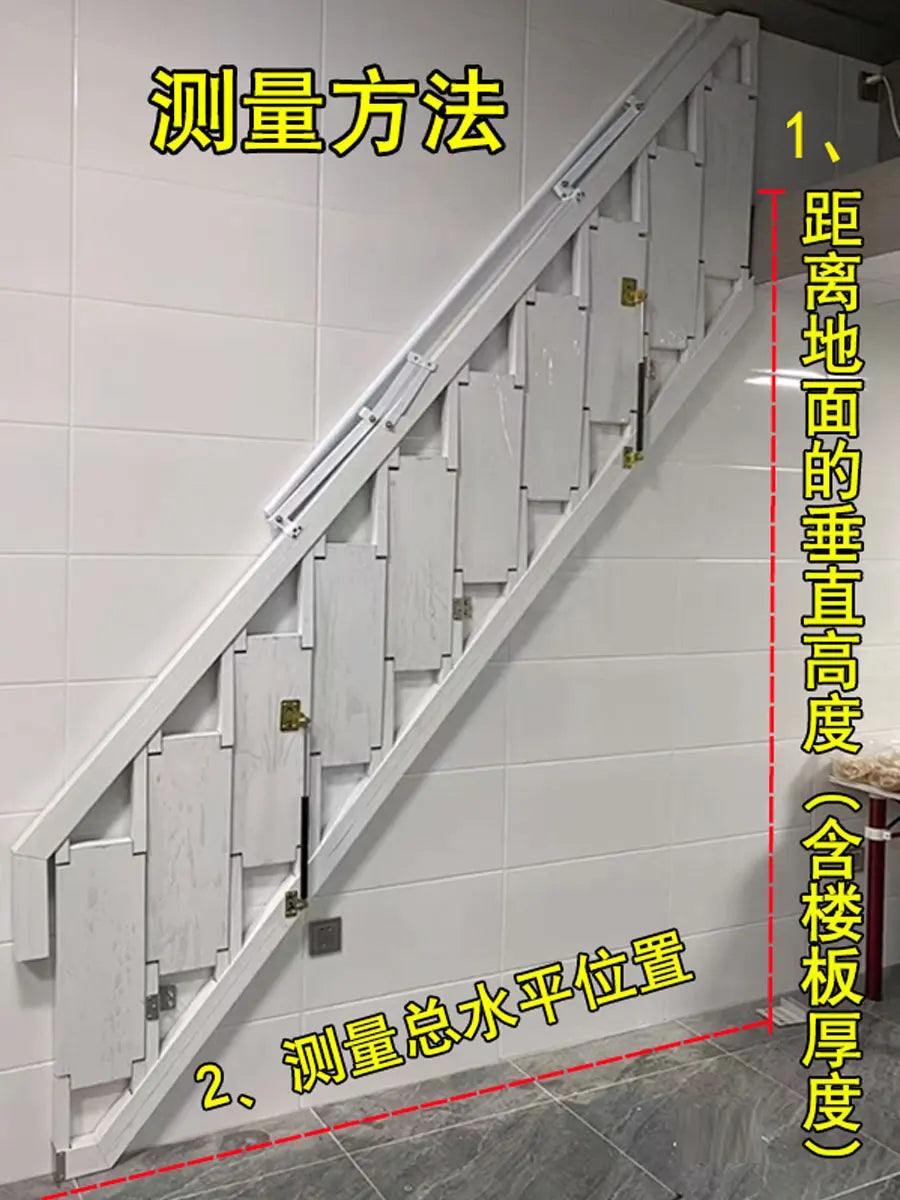 Folding Stairs Home Indoor and Outdoor Duplex Two-Storey Pavilion Partition Small Apartment Wall-Mounted Aluminum Alloy Ladder