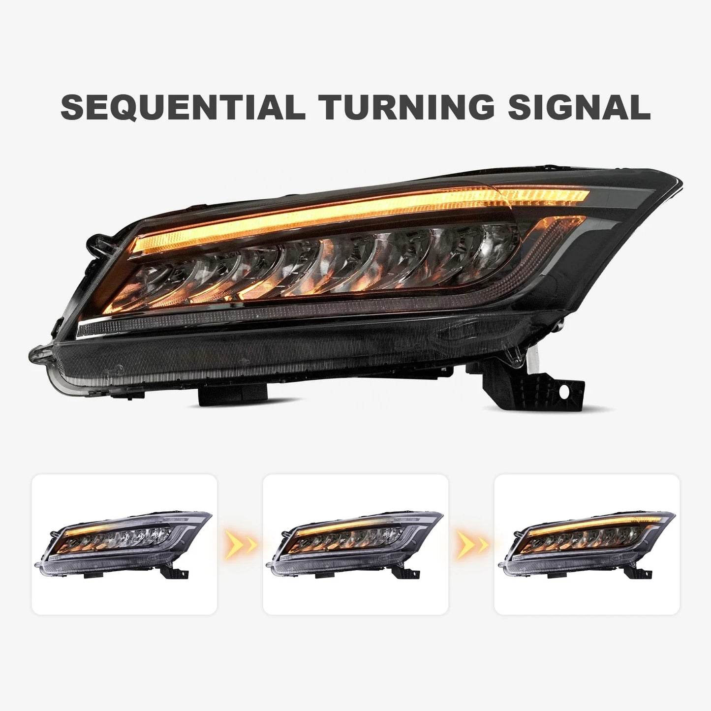 For honda accord auto front lamp with light from blue turn to white 2008-2012 full led headlamp for accord 8th headlights