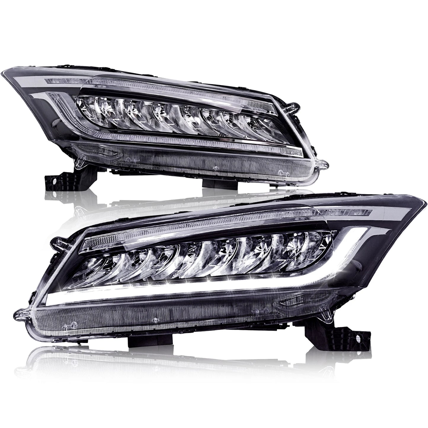 For honda accord auto front lamp with light from blue turn to white 2008-2012 full led headlamp for accord 8th headlights