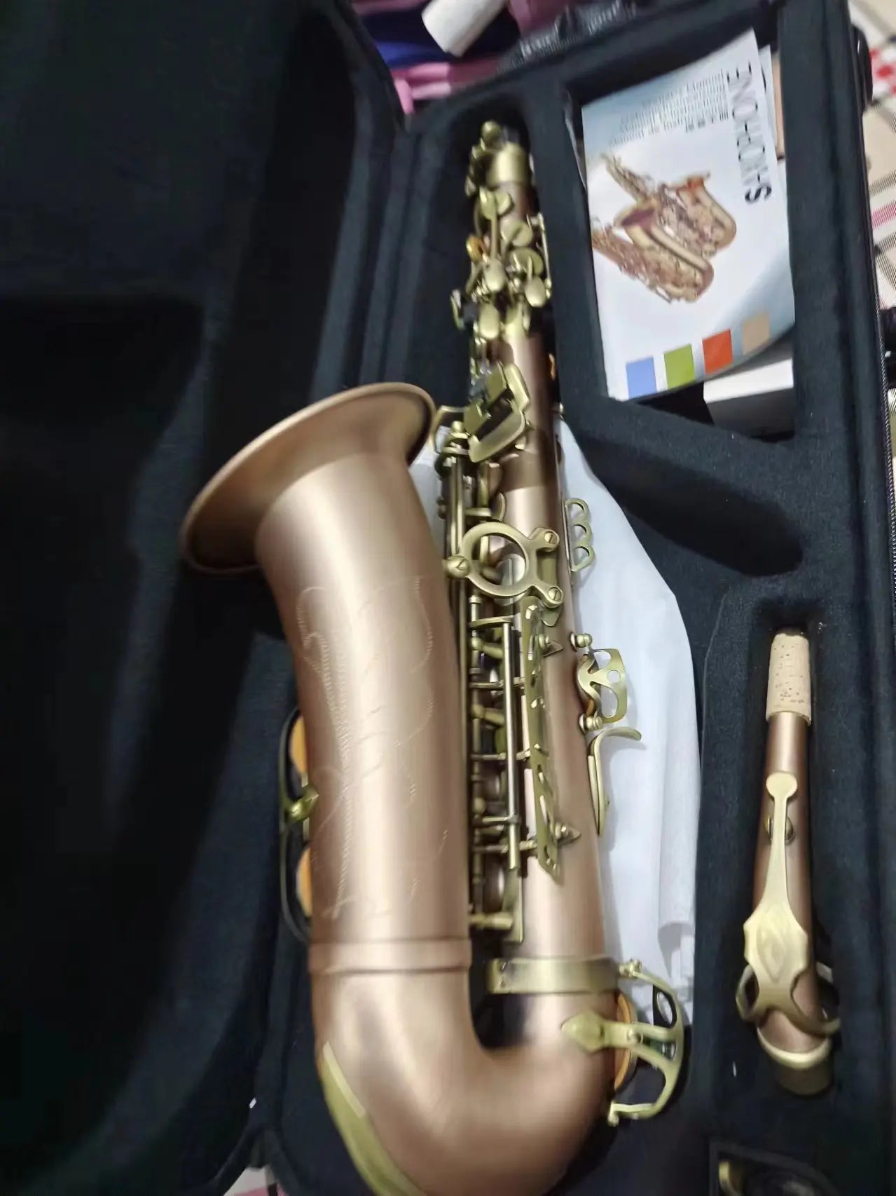 France SAS-R54 Alto Saxophone Eb Tuner Antique Plated .Phosphorus copper material .Professional Woodwind With Case Accessories