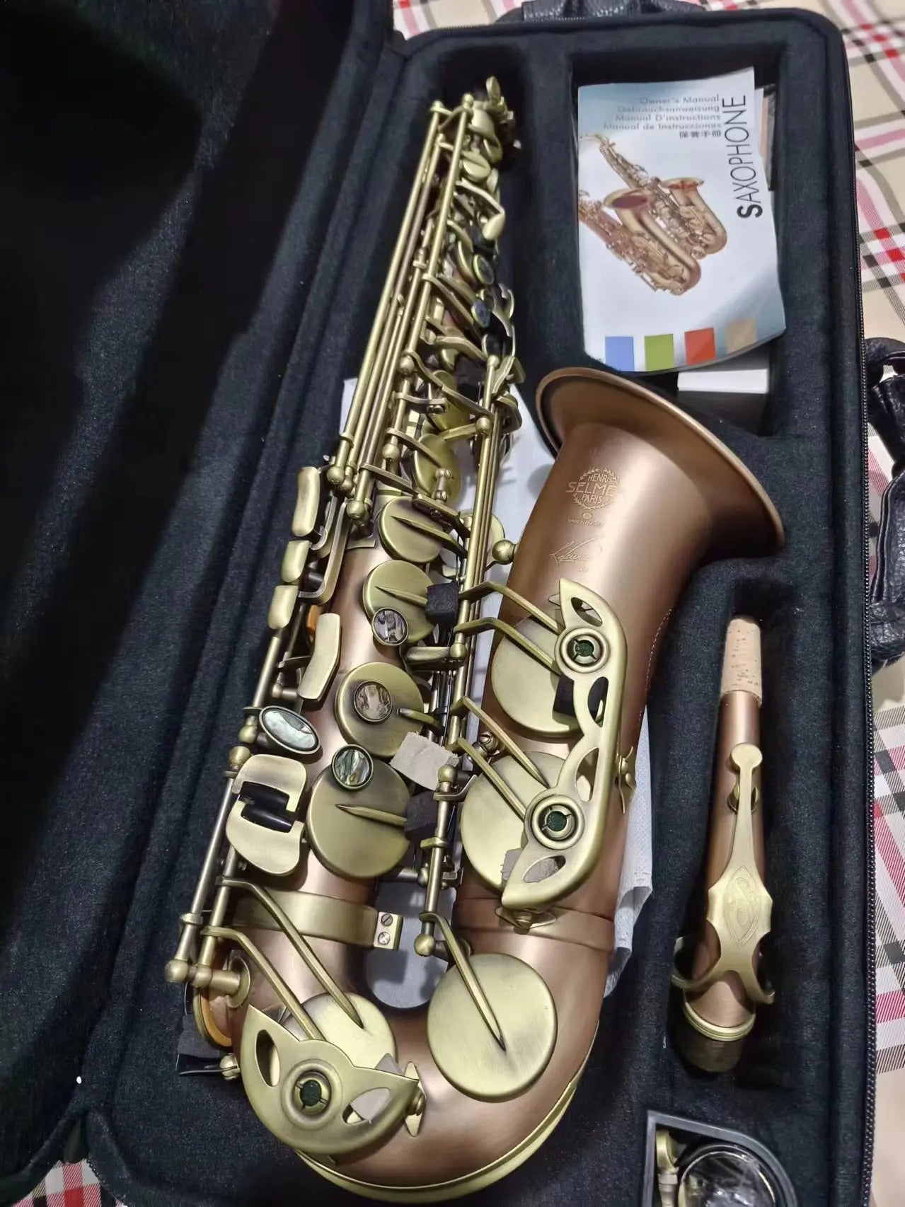France SAS-R54 Alto Saxophone Eb Tuner Antique Plated .Phosphorus copper material .Professional Woodwind With Case Accessories
