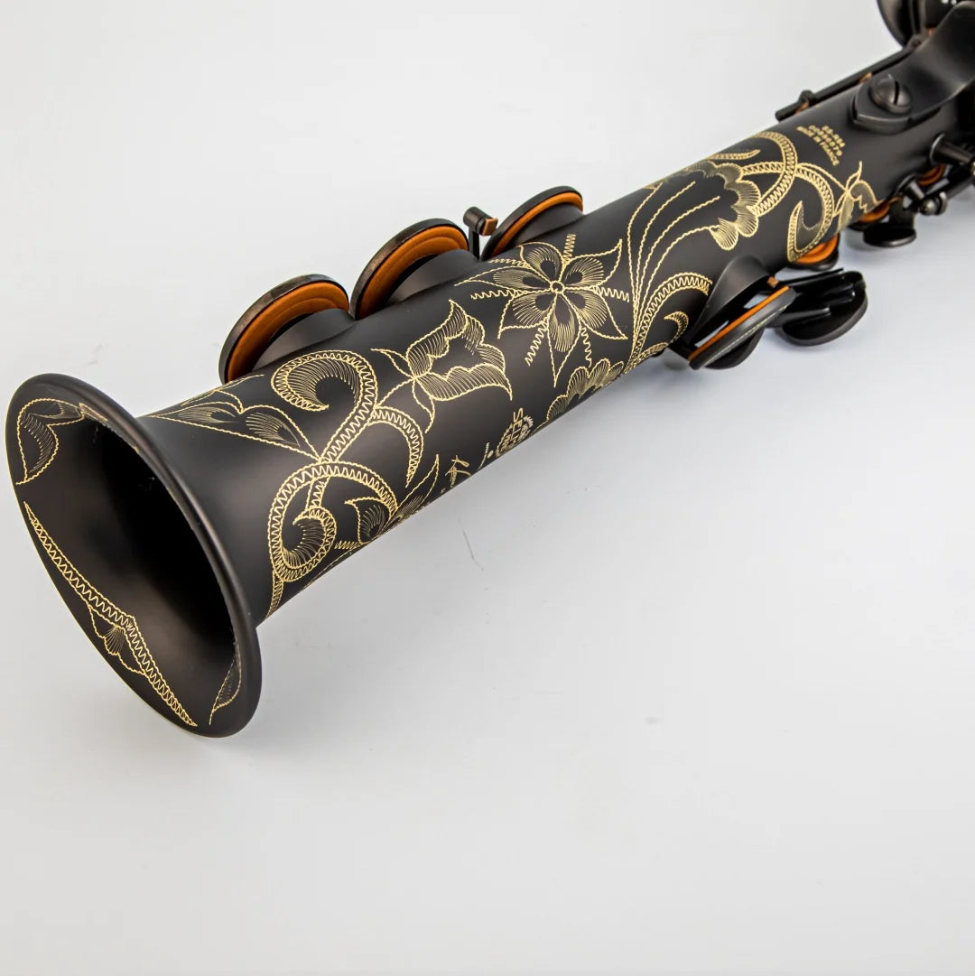 France Soprano Saxophone SS-R54 Black nickel scrub High Quality Straight B flat Sax Musical Free Shipping with Hard boxs