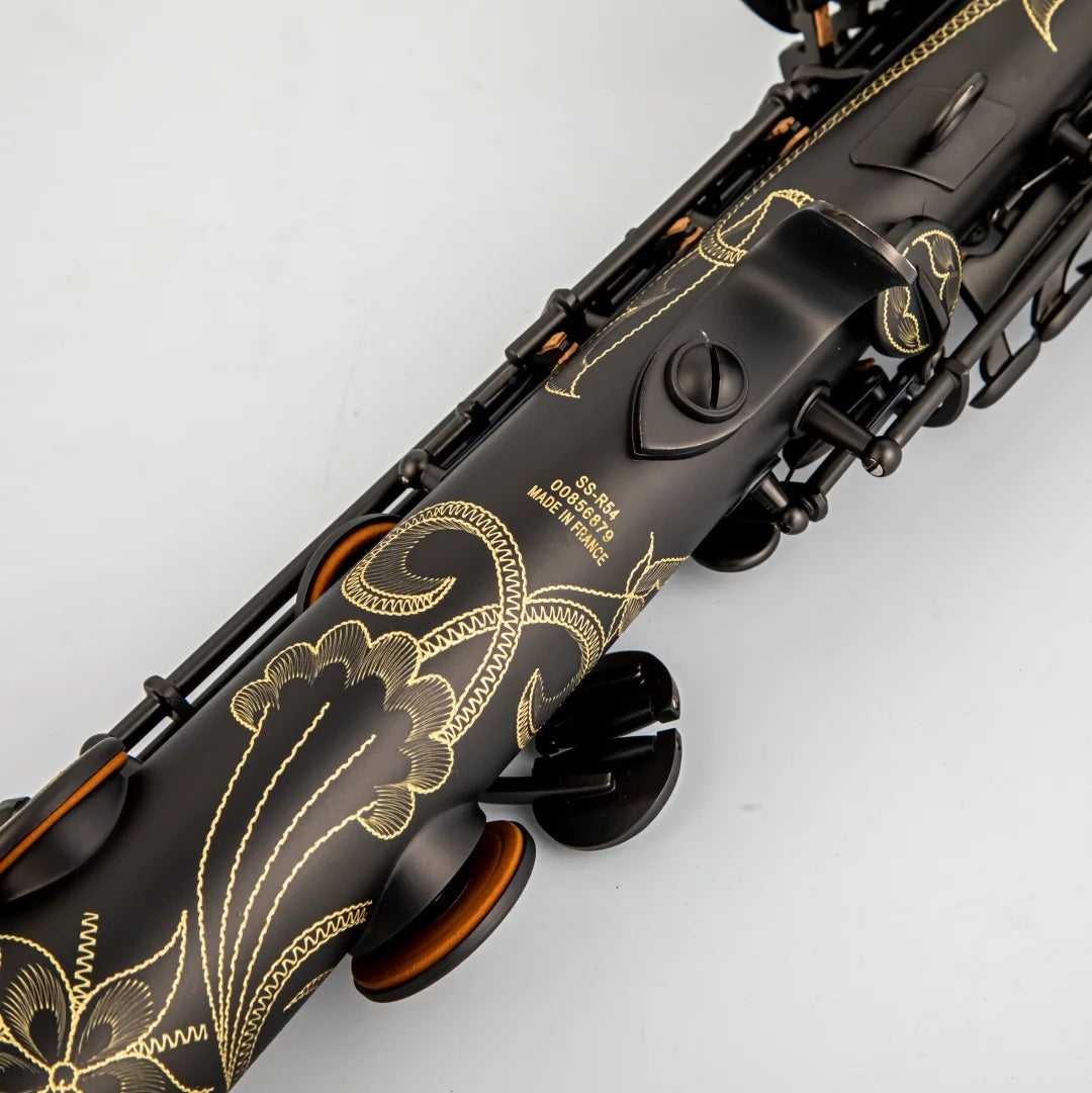 France Soprano Saxophone SS-R54 Black nickel scrub High Quality Straight B flat Sax Musical Free Shipping with Hard boxs