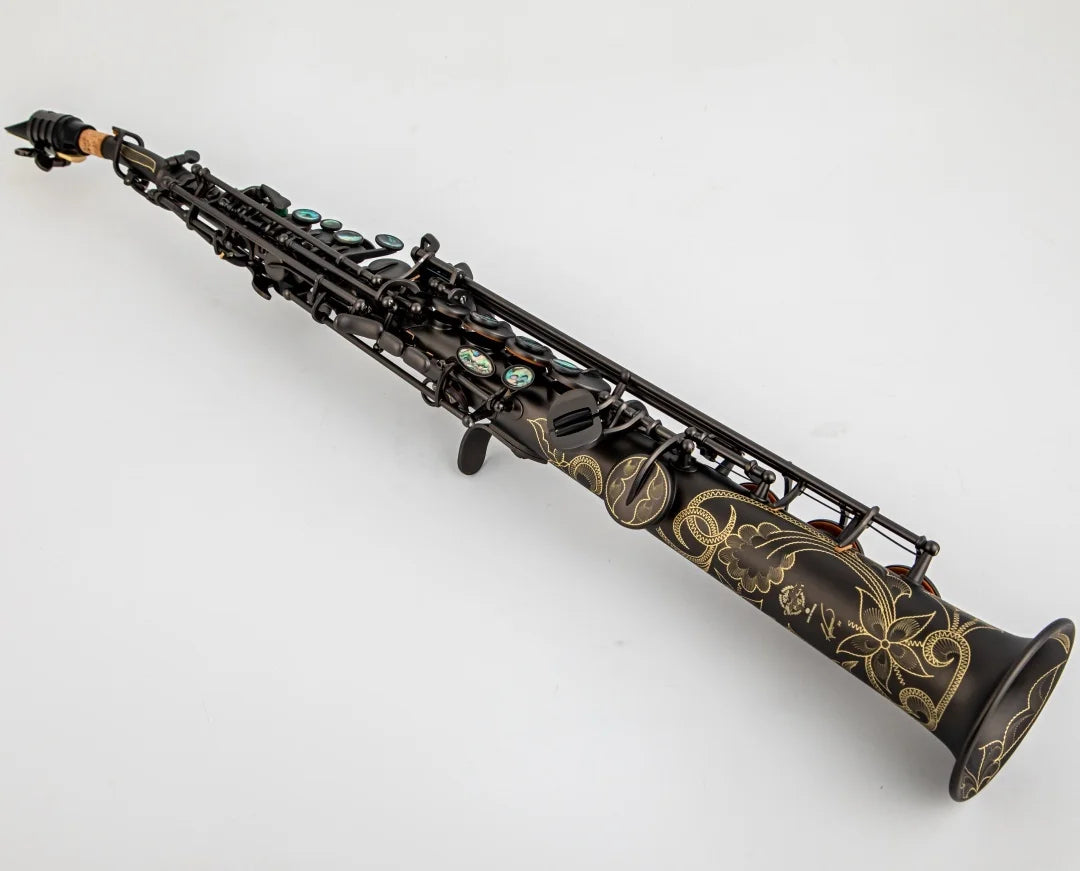 France Soprano Saxophone SS-R54 Black nickel scrub High Quality Straight B flat Sax Musical Free Shipping with Hard boxs