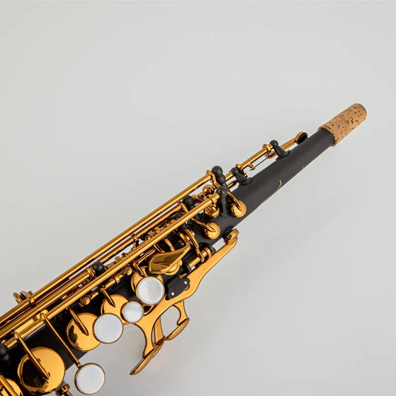 France Soprano Saxophone SS-R54 Black nickel scrub High Quality Straight B flat Sax Musical Free Shipping with Hard boxs