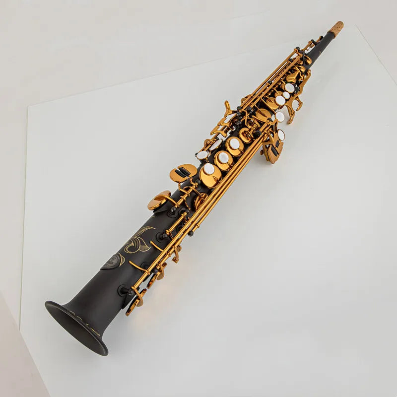 France Soprano Saxophone SS-R54 Black nickel scrub High Quality Straight B flat Sax Musical Free Shipping with Hard boxs