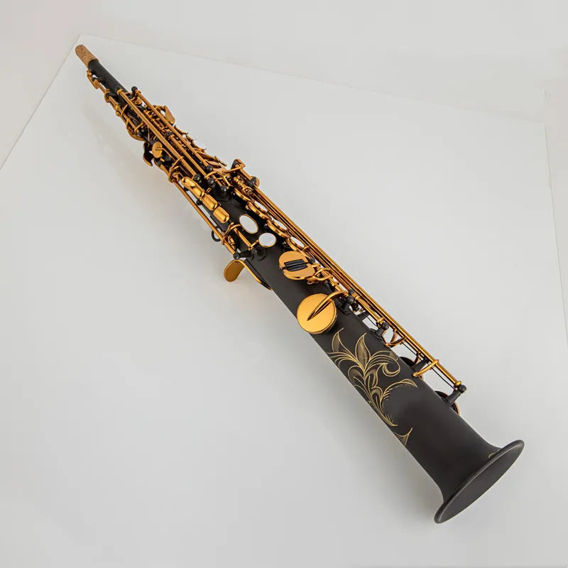 France Soprano Saxophone SS-R54 Black nickel scrub High Quality Straight B flat Sax Musical Free Shipping with Hard boxs