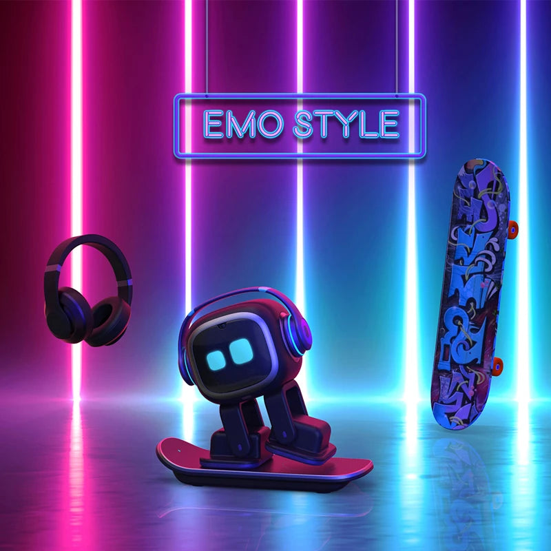Free Shipping Emo Intelligent Robot Companion Chat Electronic Pet Speaker AI Voice Music Playing Wireless Charging Gift