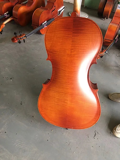 Free shipping high Quality Solid wood Handmade Cello 4/4 3/4 Stringed Instruments Portable gross Cello Natural grain Violoncello