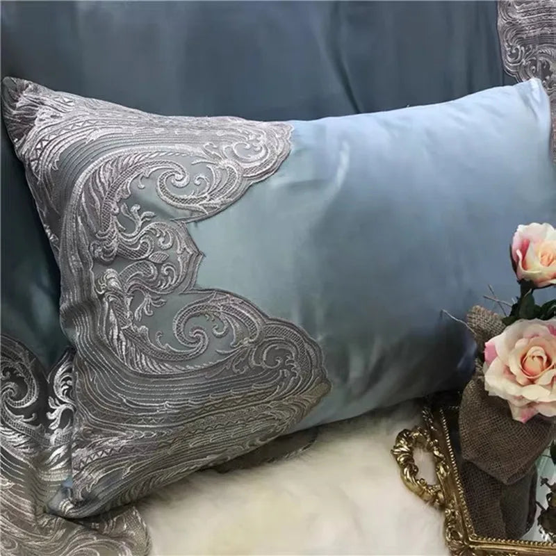 French High-grade Bed Four Piece Set Satin Silk Cotton High-end Pure Bed Sheet European Luxury Court Light Luxury Bedding Set