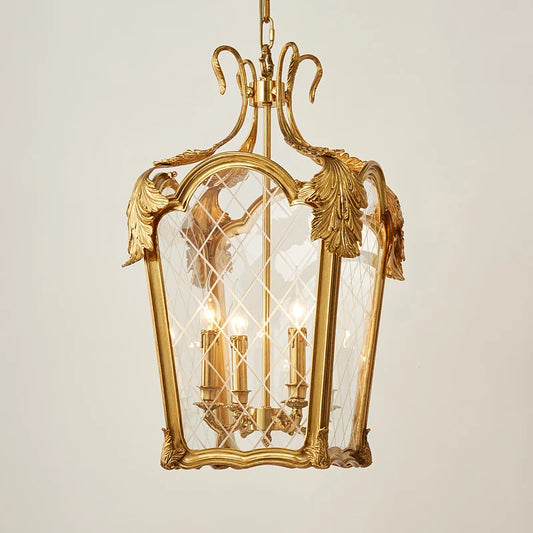 French copper chandelier villa entrance hall porch lamp European creative corridor stair decoration lighting