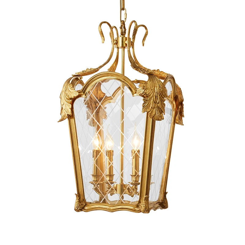 French copper chandelier villa entrance hall porch lamp European creative corridor stair decoration lighting