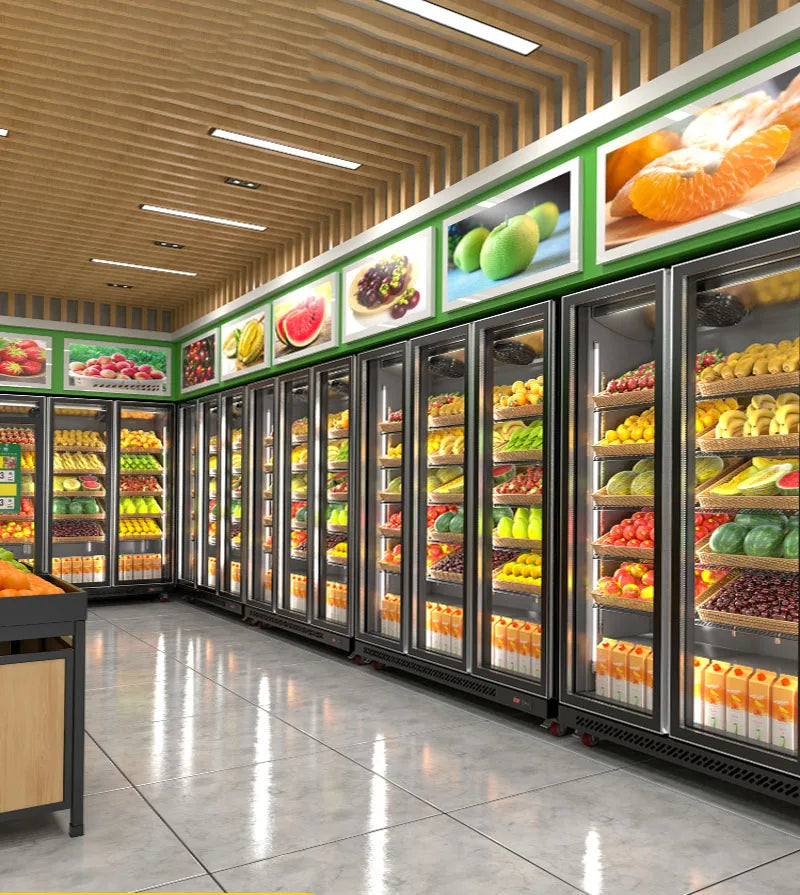 Fruit preservation cabinet, air curtain cabinet, vegetable freezer, fruit store, commercial supermarket freezer, refrigerator di