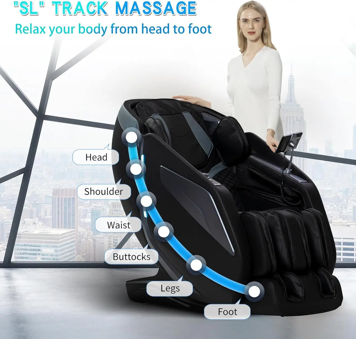 Full Body Zero Gravity Massage Chair with Body Scan 4D Intelligent Shiatsu Strecth Massage Back/Leg Heated with AI Voice Control