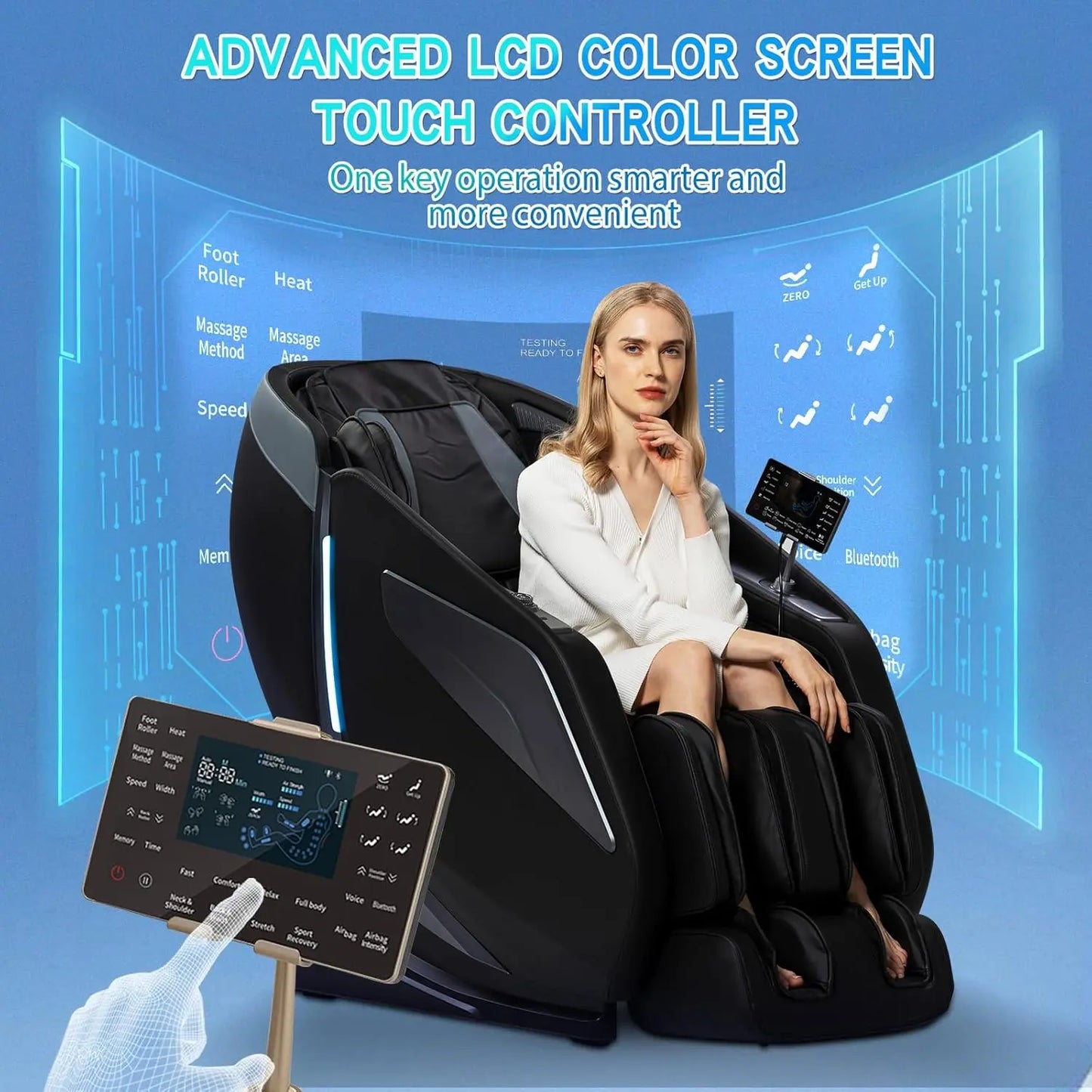 Full Body Zero Gravity Massage Chair with Body Scan 4D Intelligent Shiatsu Strecth Massage Back/Leg Heated with AI Voice Control