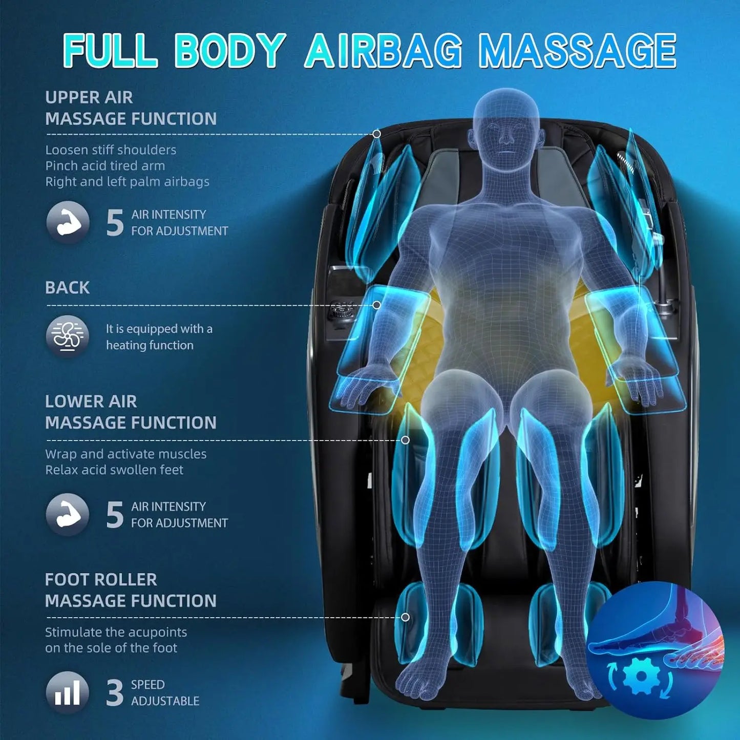 Full Body Zero Gravity Massage Chair with Body Scan 4D Intelligent Shiatsu Strecth Massage Back/Leg Heated with AI Voice Control