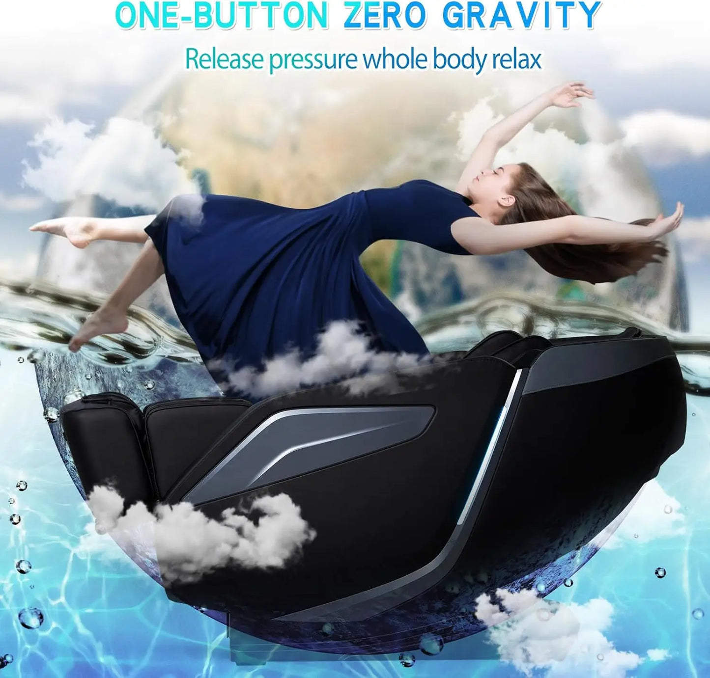Full Body Zero Gravity Massage Chair with Body Scan 4D Intelligent Shiatsu Strecth Massage Back/Leg Heated with AI Voice Control