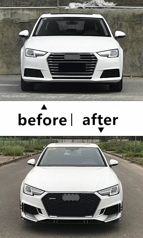 Full Set Front Bumper With Grille For A4 B9 2017-2019 Facelift RS4 Type Front Bumper Body Kit